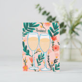 Parabens Mousserende Wijn Champagne Bloemen Gefeli Briefkaart (Staand voorkant)