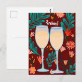 Parabens Mousserende Wijn Champagne Bloemig Gefeli Briefkaart (Voorkant / Achterkant)