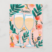 Parabens Mousserende Wijn Champagne Bloemig Gefeli Briefkaart (Voorkant)