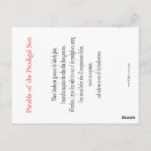 Parable of the Prodigal Son Prayer Card Briefkaart (Achterkant)
