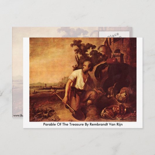 Parable of the Treasure by Rembrandt van Rijn Briefkaart (Voorkant / Achterkant)