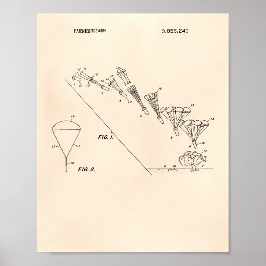 Parachute 1974 Patent Art - Old Peper Poster (Voorkant)