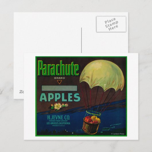Parachute Apple-label Briefkaart (Voorkant / Achterkant)