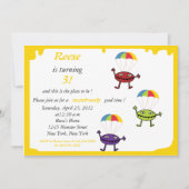 Parachute drop-down, monster verjaardagsuitnodigin kaart (Voorkant)