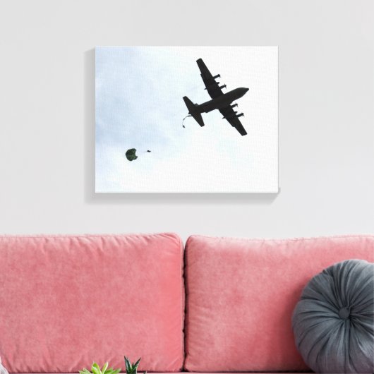 Parachute Drop EC-130H Compass Call Canvas Afdruk (Insitu (Woonkamer))