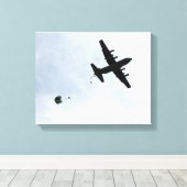 Parachute Drop EC-130H Compass Call Canvas Afdruk (Insitu (Houten vloer))