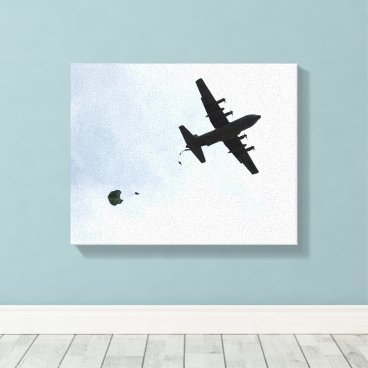 Parachute Drop EC-130H Compass Call Canvas Afdruk (Insitu (Houten vloer))