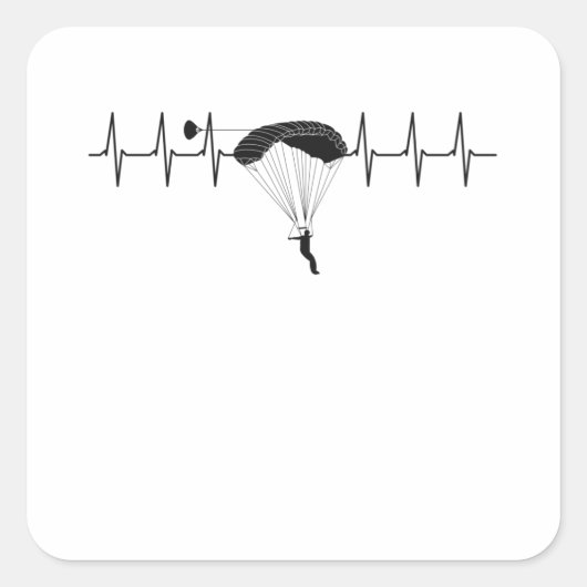 Parachute hartslag Skydiving Sykdive Pulse Vierkante Sticker (Voorkant)
