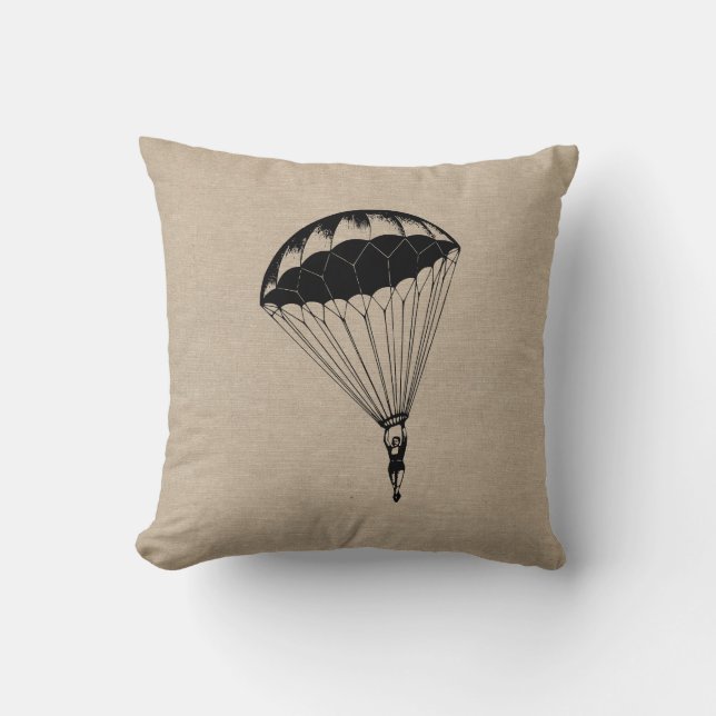  parachute linen burlap steampunk circus kussen (Voorkant)