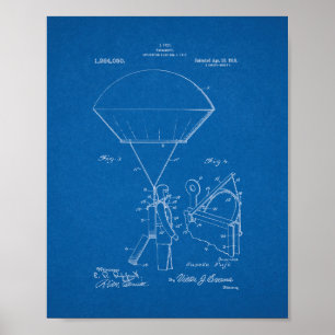 Parachute Patent - Blauwdruk Poster