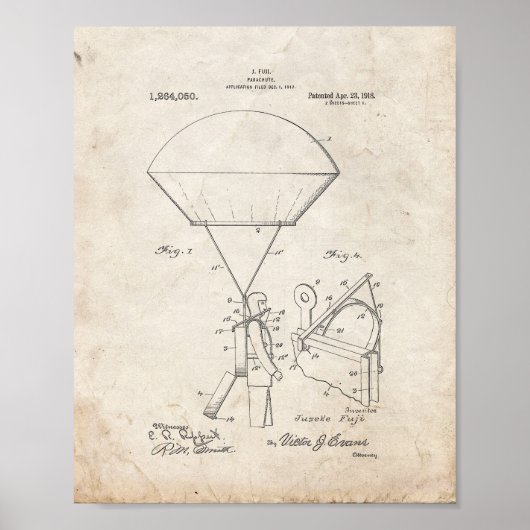 Parachute Patent - Oude look Poster (Voorkant)