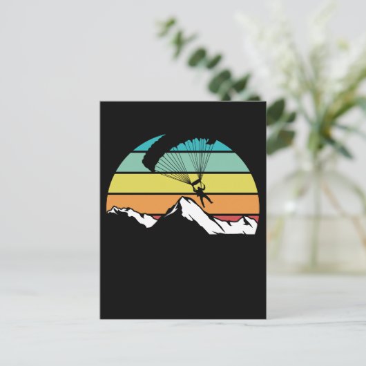 Parachute Retro Mountain Paragliding Briefkaart (Staand voorkant)