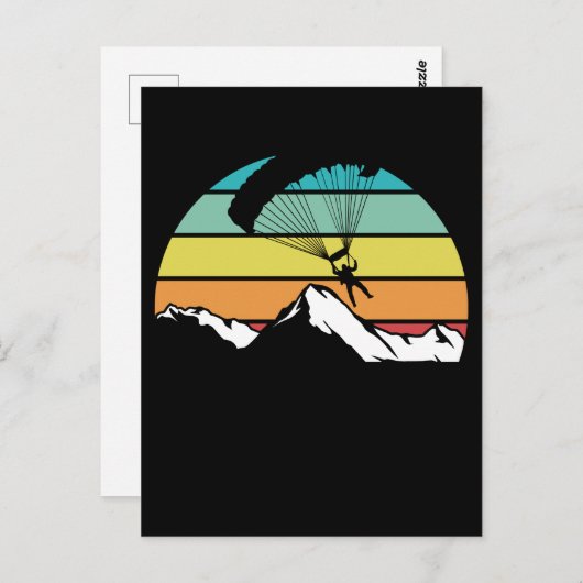 Parachute Retro Mountain Paragliding Briefkaart (Voorkant / Achterkant)