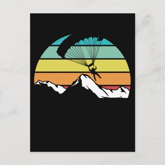Parachute Retro Mountain Paragliding Briefkaart (Voorkant)