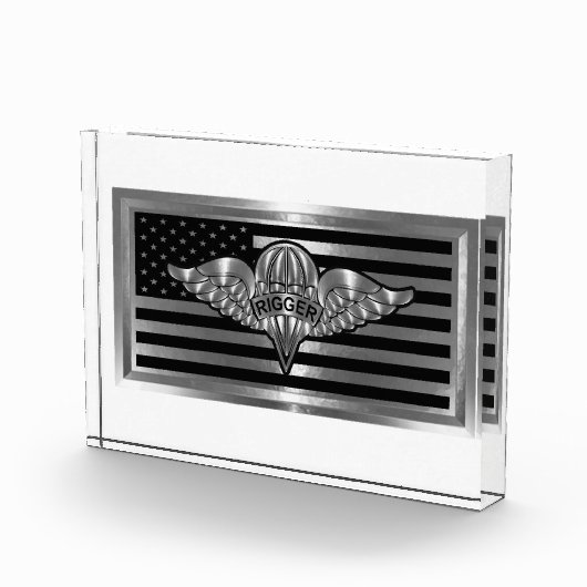 Parachute Rigger met Amerikaanse vlag Fotoblokken (Rechts)