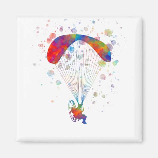 parachute skydiver in waterverf magneet (Voorkant)