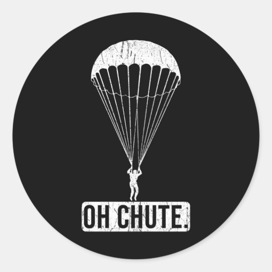 Parachute Skydiving Oh Chute Ronde Sticker (Voorkant)