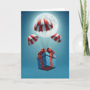 Parachutes voor het bezorgen van een kerstcadeau kaart