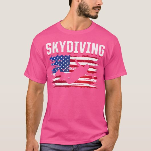 Parachutespringen Amerikaanse vlag Skydiving T-shirt (Voorkant)