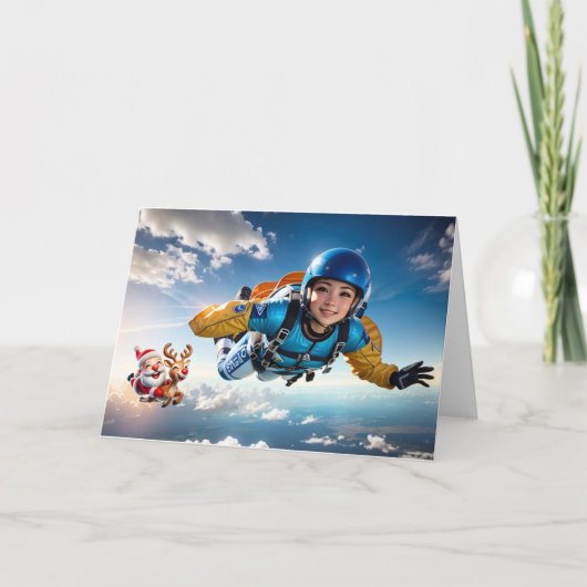 Parachutespringen met de Kerstman. Kaart (Voorkant)
