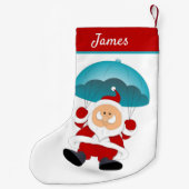 Parachutespringen Moderne Kerstman Gepersonaliseer Kleine Kerstsok (Achterkant)