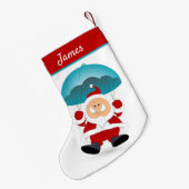 Parachutespringen Moderne Kerstman Gepersonaliseer Kleine Kerstsok (Achterkant (Hangend))