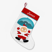 Parachutespringen Moderne Kerstman Gepersonaliseer Kleine Kerstsok (Voorkant (Hangend))
