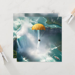 Parachutespringen over Niagara Herfsten in een man Kaart