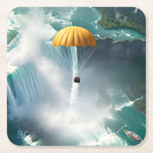 Parachutespringen over Niagara Herfsten in een man Kartonnen Onderzetters