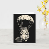 Parachutespringende bever grappige bever die uit h kaart (Gele Bloem)