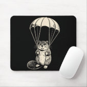 Parachutespringende bever grappige bever met valsc muismat (Met muis)