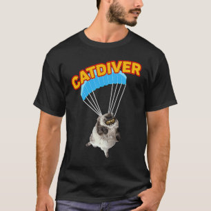 Parachutespringende Kat Dikkewaardige Kat Parachut T-shirt