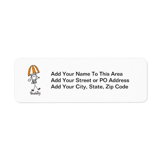 Parachutespringende Stick Figure Etiket (Voorkant)