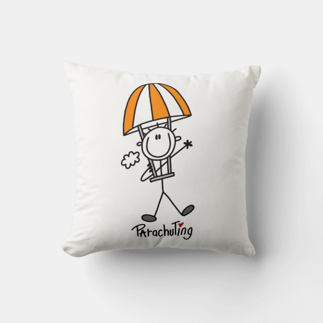 Parachutespringende Stick Figure Kussen (Voorkant)