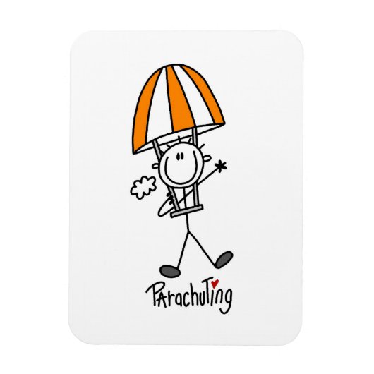 Parachutespringende stickfigure magneet (Verticaal)
