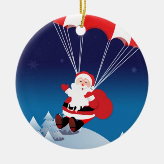 Parachuting Santa Keramisch Ornament (Voorkant)