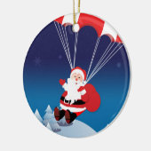 Parachuting Santa Keramisch Ornament (Links)