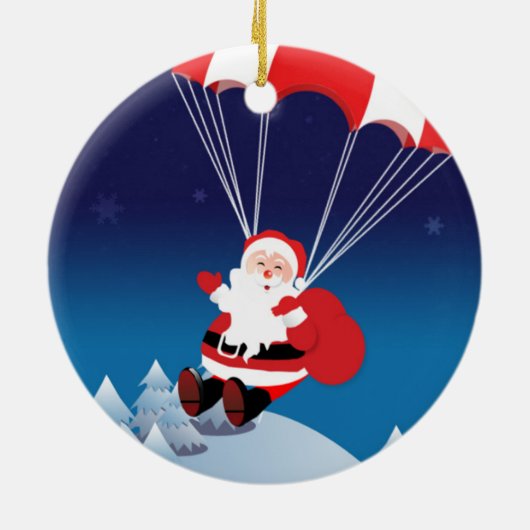 Parachuting Santa Keramisch Ornament (Achterkant)