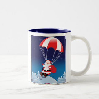 Parachuting Santa Tweekleurige Koffiemok