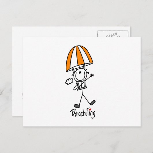 Parachuting Stick Figuur Briefkaart (Voorkant / Achterkant)