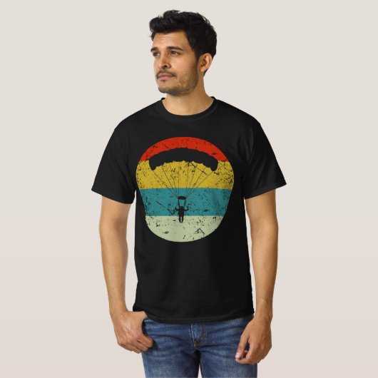 parachutiserretro  silhouette 70 s t-shirt (Voorkant volledig)