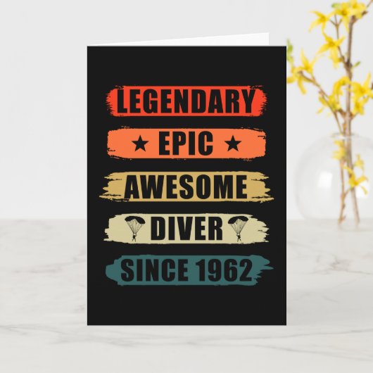 Parachutist Cadeau Vintage 1962 Kaart (Gele Bloem)