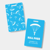 parachutist Docenten Hall Pass schoolkleuren Badge (Voor- en achterkant)