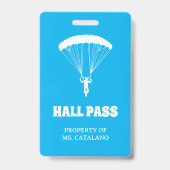 parachutist Docenten Hall Pass schoolkleuren Badge (Achterkant)