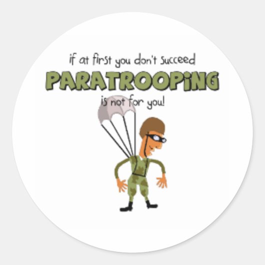 parachutist grappig ronde sticker (Voorkant)