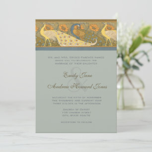 Parade Art Nouveau Peacock Bird Wedding Invitation Kaart