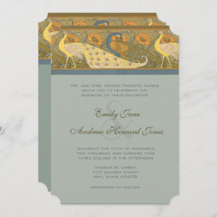 Parade Art Nouveau Peacock Bird Wedding Invitation Kaart