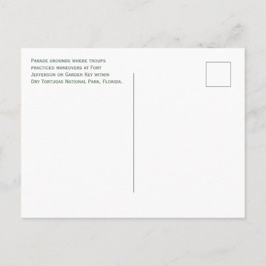 Parade Grounds, Fort Jefferson, Dry Tortugas Briefkaart (Achterkant)