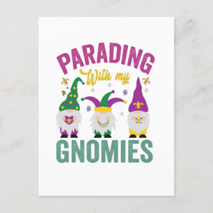 Parade met mijn Gnomies Grappige Mardi Gras Gnomen Briefkaart