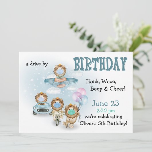 Parade of Lions drive by Birthday Kaart (Staand voorkant)